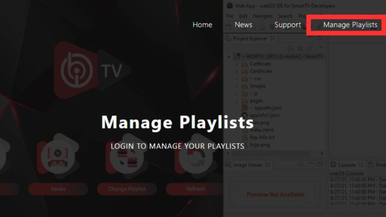 Manage Playlist button on IBO Player Pro website
